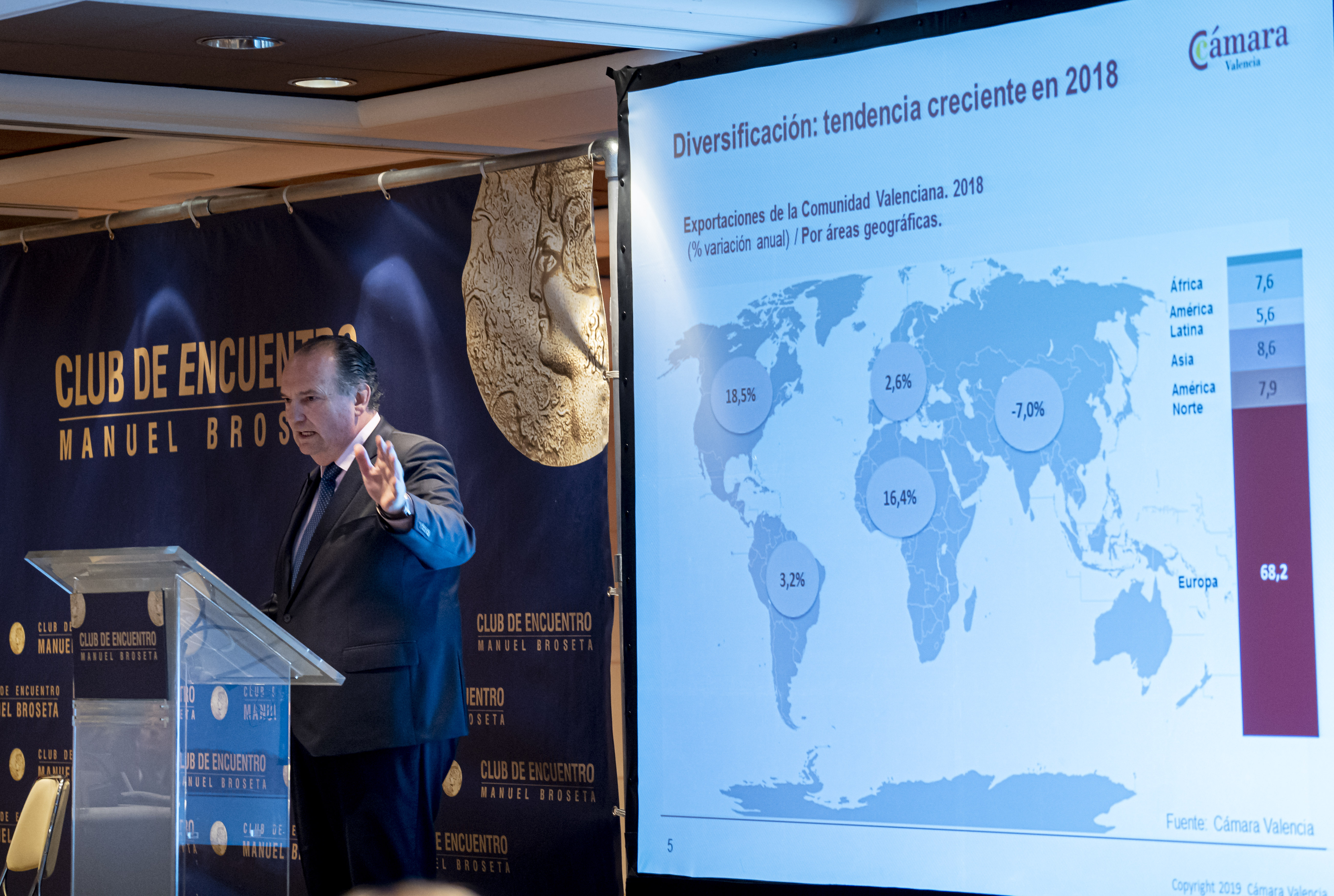 El presidente de las Cámaras de la CV, José Vicente Morata, aborda la situación del comercio exterior valenciano en el Club de Encuentro IV